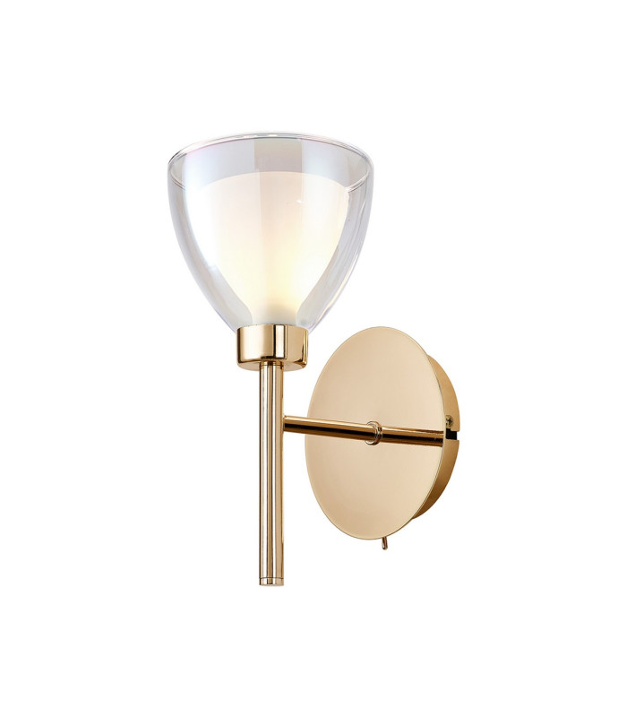 Baldwin Switched Wall Lamp Curved Cone Glass (U) 1 Light G9 French Gold/Iridescent/Opal-1