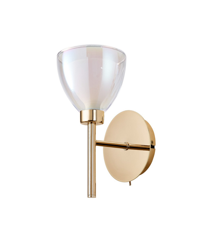 Baldwin Switched Wall Lamp Curved Cone Glass (U) 1 Light G9 French Gold/Iridescent/Opal-4