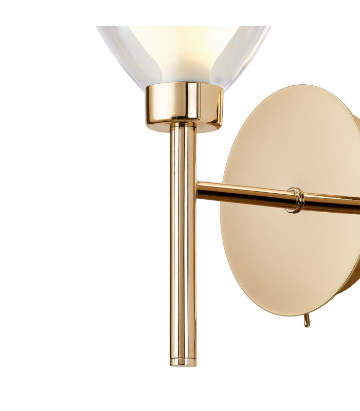 Baldwin Switched Wall Lamp Curved Cone Glass (U) 1 Light G9 French Gold/Iridescent/Opal-6