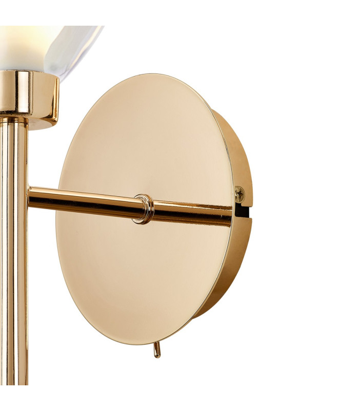 Baldwin Switched Wall Lamp Curved Cone Glass (U) 1 Light G9 French Gold/Iridescent/Opal-7