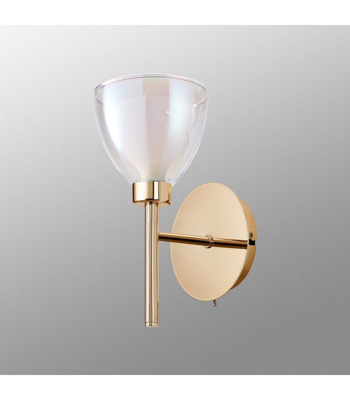 Baldwin Switched Wall Lamp Curved Cone Glass (U) 1 Light G9 French Gold/Iridescent/Opal-13
