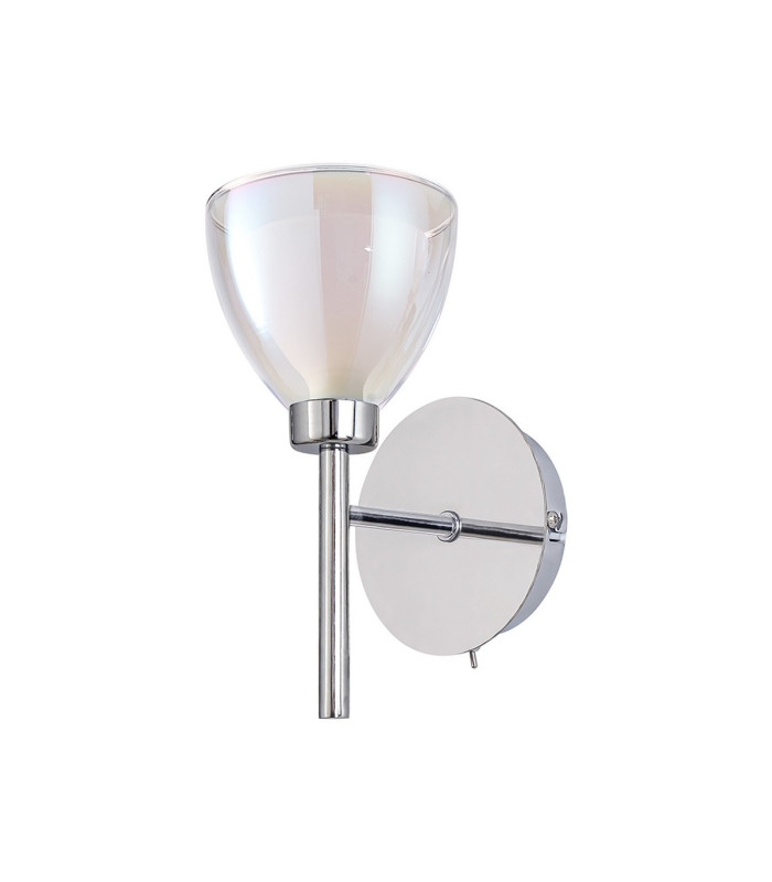 Baldwin Switched Wall Lamp Curved Cone Glass (U) 1 Light G9 Polished Chrome/Iridescent/Opal-4