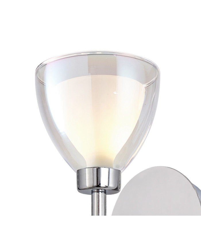 Baldwin Switched Wall Lamp Curved Cone Glass (U) 1 Light G9 Polished Chrome/Iridescent/Opal-5