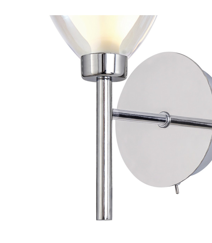 Baldwin Switched Wall Lamp Curved Cone Glass (U) 1 Light G9 Polished Chrome/Iridescent/Opal-6