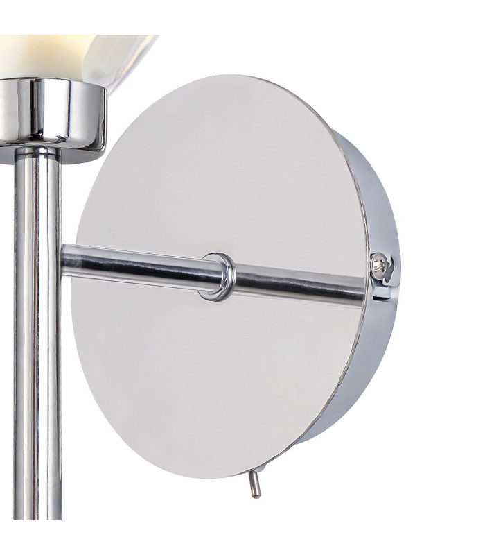 Baldwin Switched Wall Lamp Curved Cone Glass (U) 1 Light G9 Polished Chrome/Iridescent/Opal-7