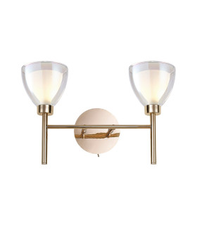 Baldwin Switched Wall Lamp Curved Cone Glass (U) 2 Light G9 French Gold/Iridescent/Opal-1