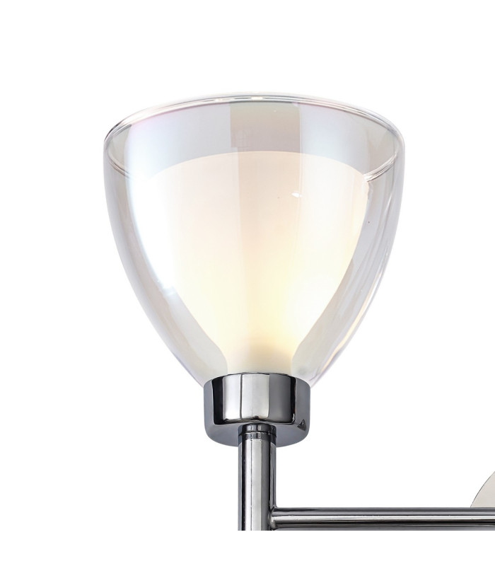 Baldwin Switched Wall Lamp Curved Cone Glass (U) 2 Light G9 Polished Chrome/Iridescent/Opal-5