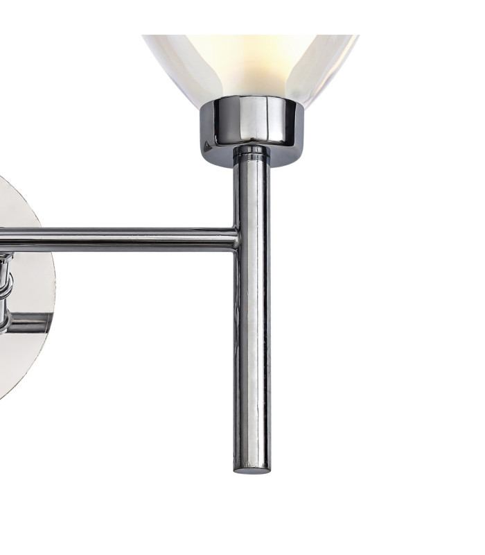 Baldwin Switched Wall Lamp Curved Cone Glass (U) 2 Light G9 Polished Chrome/Iridescent/Opal-7