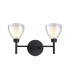 Baldwin Switched Wall Lamp Curved Cone Glass (U) 2 Light G9 Satin Black/Iridescent/Opal-1