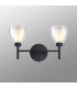 Baldwin Switched Wall Lamp Curved Cone Glass (U) 2 Light G9 Satin Black/Iridescent/Opal-3