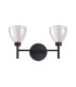 Baldwin Switched Wall Lamp Curved Cone Glass (U) 2 Light G9 Satin Black/Iridescent/Opal-4