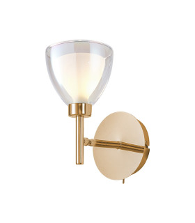 Baldwin Adjustable Switched Wall Lamp Curved Cone Glass (U) 1 Light G9 French Gold/Iridescent/Opal-1