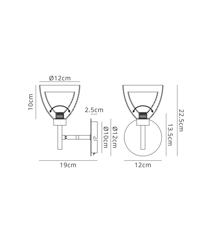 Baldwin Adjustable Switched Wall Lamp Curved Cone Glass (U) 1 Light G9 Polished Chrome/Iridescent/Opal-2