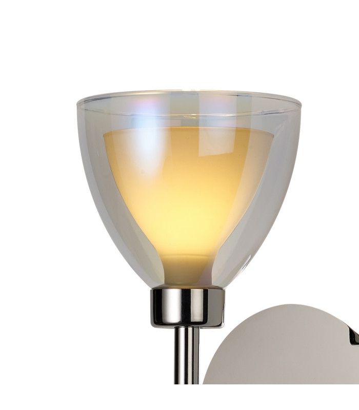 Baldwin Adjustable Switched Wall Lamp Curved Cone Glass (U) 1 Light G9 Polished Chrome/Iridescent/Opal-5