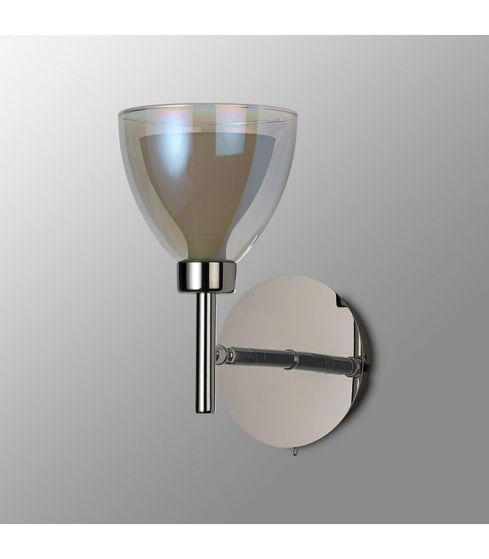 Baldwin Adjustable Switched Wall Lamp Curved Cone Glass (U) 1 Light G9 Polished Chrome/Iridescent/Opal-13