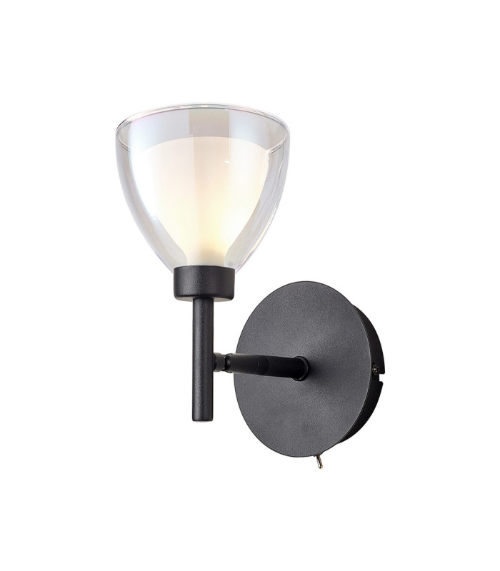 Baldwin Adjustable Switched Wall Lamp Curved Cone Glass (U) 1 Light G9 Satin Black/Iridescent/Opal-1