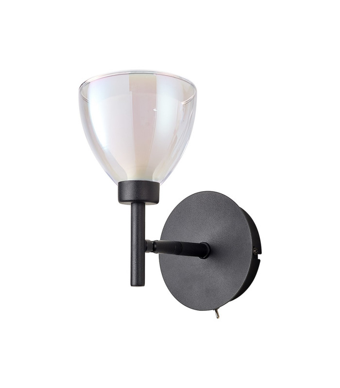 Baldwin Adjustable Switched Wall Lamp Curved Cone Glass (U) 1 Light G9 Satin Black/Iridescent/Opal-4