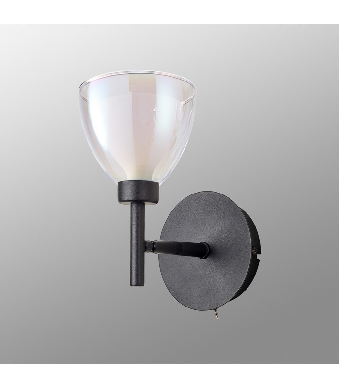 Baldwin Adjustable Switched Wall Lamp Curved Cone Glass (U) 1 Light G9 Satin Black/Iridescent/Opal-11
