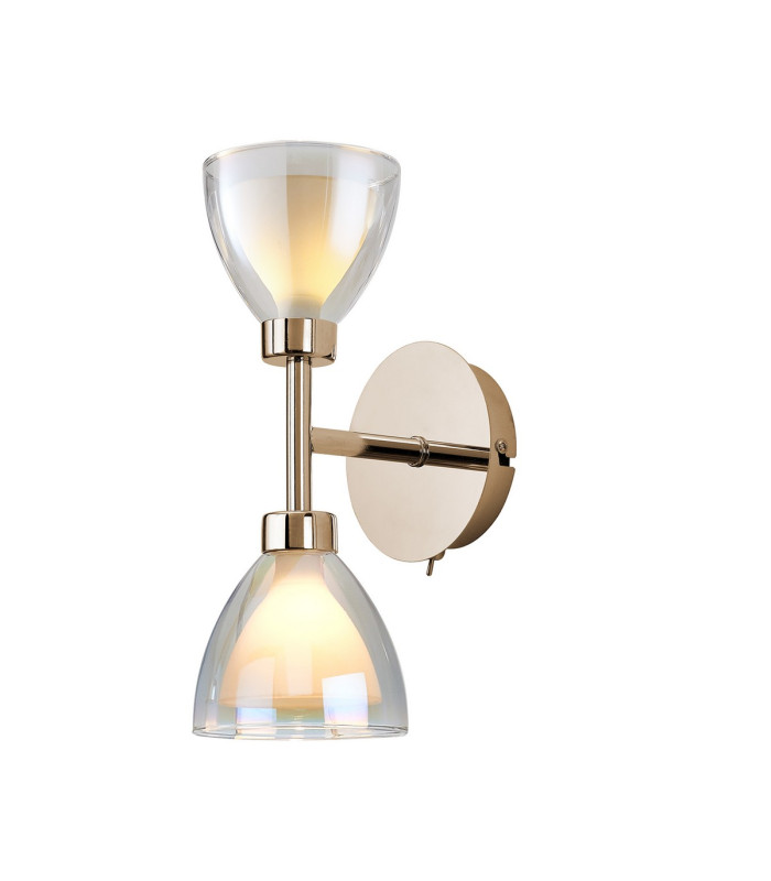 Baldwin Switched Up / Down Wall Lamp Curved Cone Glass (U) 2 Light G9 French Gold/Iridescent/Opal-1