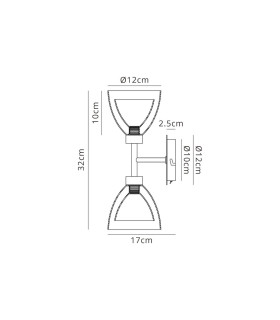 Baldwin Switched Up / Down Wall Lamp Curved Cone Glass (U) 2 Light G9 French Gold/Iridescent/Opal-2