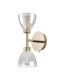 Baldwin Switched Up / Down Wall Lamp Curved Cone Glass (U) 2 Light G9 French Gold/Iridescent/Opal-4