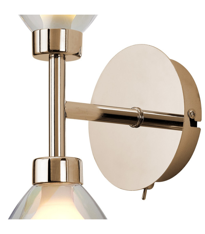 Baldwin Switched Up / Down Wall Lamp Curved Cone Glass (U) 2 Light G9 French Gold/Iridescent/Opal-6