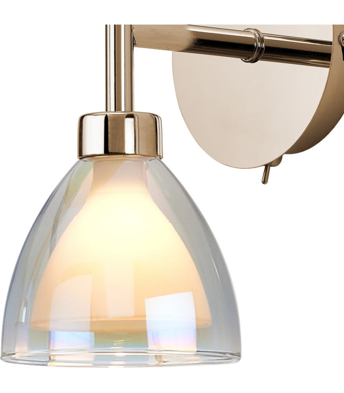 Baldwin Switched Up / Down Wall Lamp Curved Cone Glass (U) 2 Light G9 French Gold/Iridescent/Opal-7