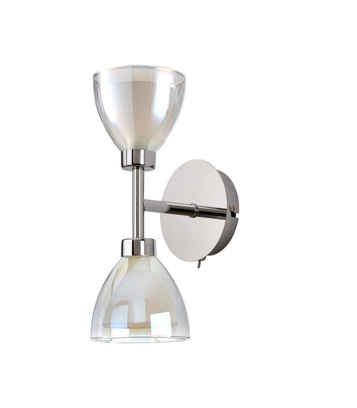 Baldwin Switched Up / Down Wall Lamp Curved Cone Glass (U) 2 Light G9 Polished Chrome/Iridescent/Opal-4
