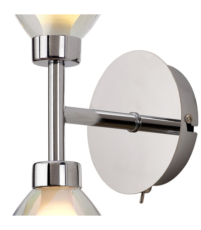 Baldwin Switched Up / Down Wall Lamp Curved Cone Glass (U) 2 Light G9 Polished Chrome/Iridescent/Opal-5