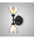 Baldwin Switched Up / Down Wall Lamp Curved Cone Glass (U) 2 Light G9 Satin Black/Iridescent/Opal-3