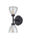 Baldwin Switched Up / Down Wall Lamp Curved Cone Glass (U) 2 Light G9 Satin Black/Iridescent/Opal-4