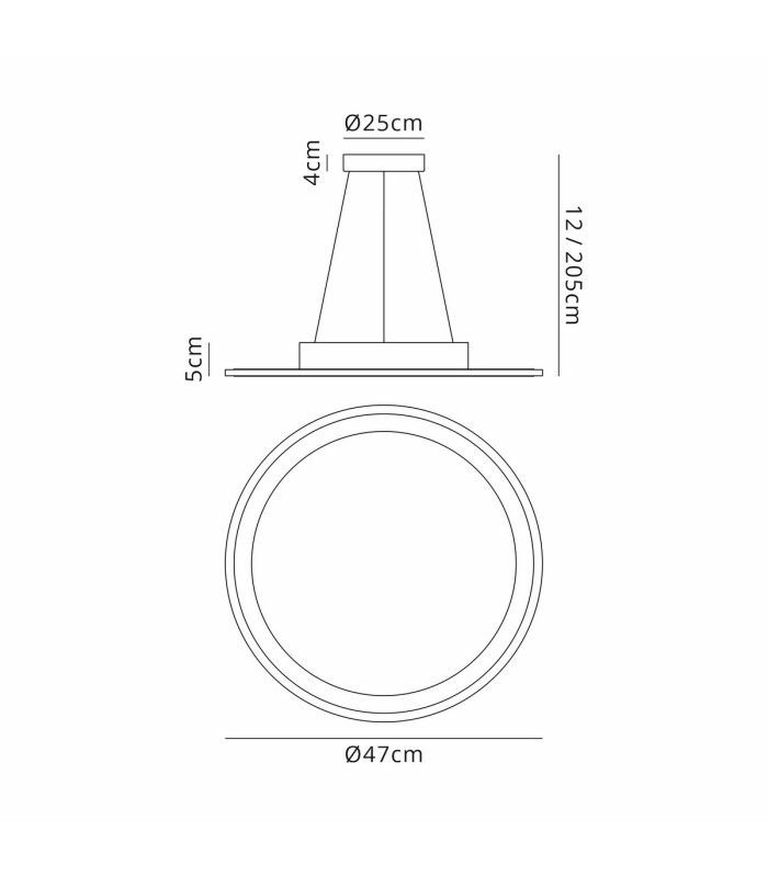 Falls 47cm Pendant/Flush Ceiling 1 x 40W LED Remote Control Tuneable White 3000K-6000K-2