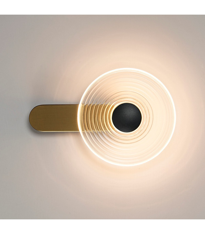 Larchmont Wall Lamp 1 x 7W LED 3000K 426lm Brass/Clear/Satin Black -3