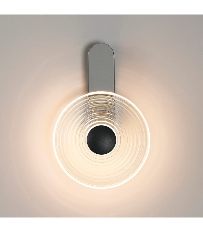 Larchmont Wall Lamp 1 x 7W LED 3000K 426lm Chrome/Clear/Satin Black -3