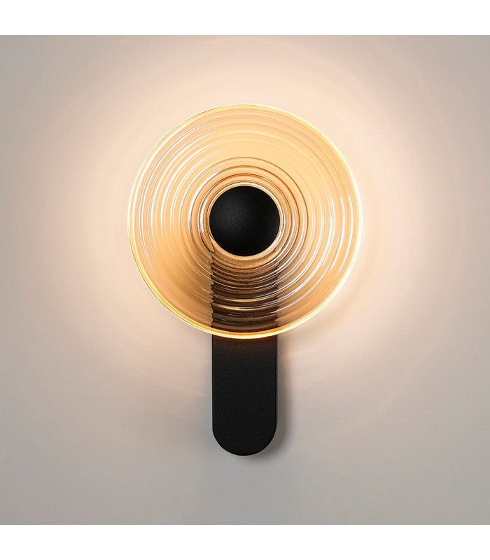 Larchmont Wall Lamp 1 x 7W LED 3000K 426lm Satin Black/Amber -3