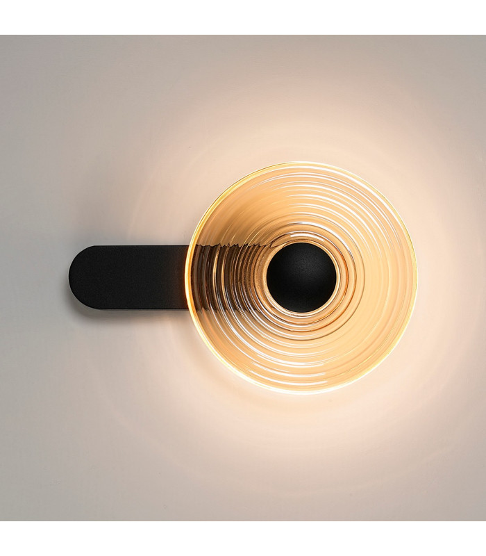 Larchmont Wall Lamp 1 x 7W LED 3000K 426lm Satin Black/Amber -10