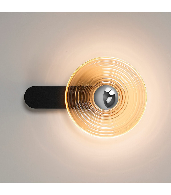 Larchmont Wall Lamp 1 x 7W LED 3000K 426lm Satin Black/Amber/Chrome -3