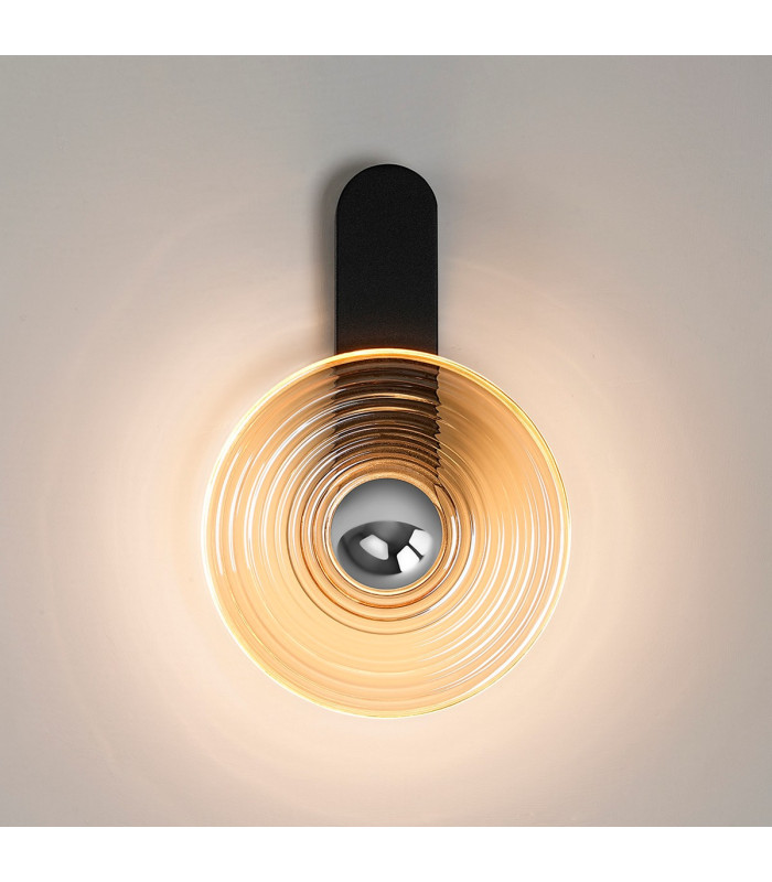 Larchmont Wall Lamp 1 x 7W LED 3000K 426lm Satin Black/Amber/Chrome -8