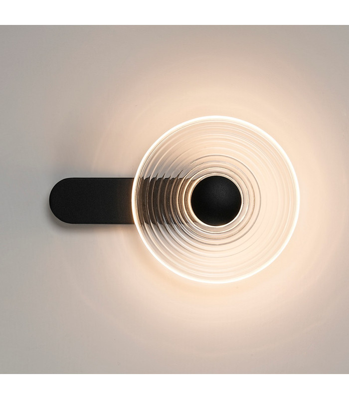 Larchmont Wall Lamp 1 x 7W LED 3000K 426lm Satin Black/Clear -3