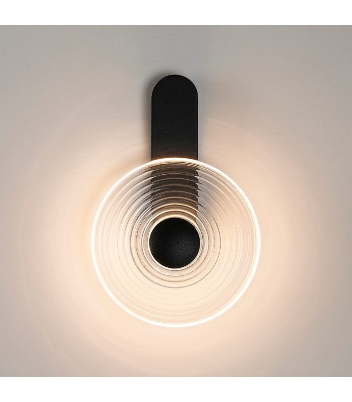 Larchmont Wall Lamp 1 x 7W LED 3000K 426lm Satin Black/Clear -10