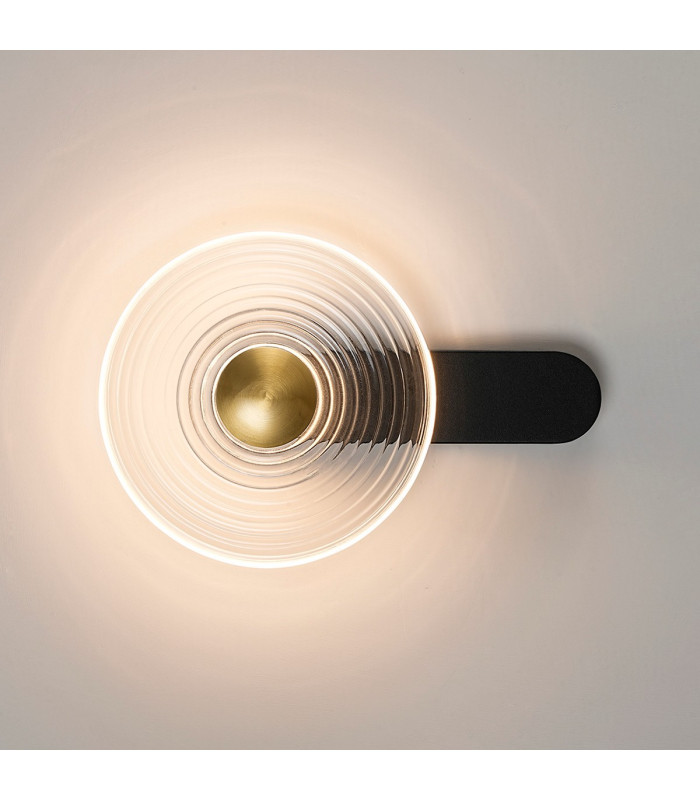 Larchmont Wall Lamp 1 x 7W LED 3000K 426lm Satin Black/Clear/Brass -3
