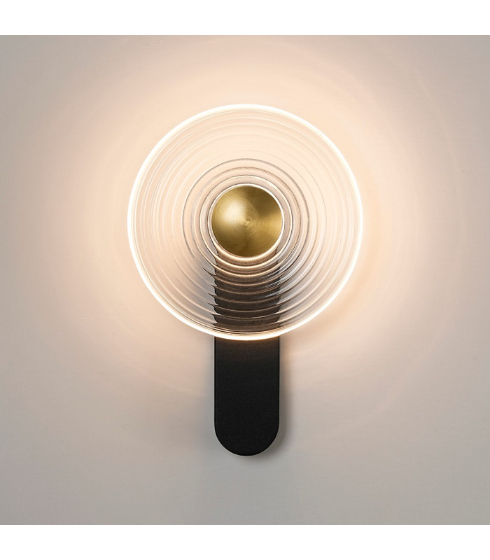Larchmont Wall Lamp 1 x 7W LED 3000K 426lm Satin Black/Clear/Brass -8