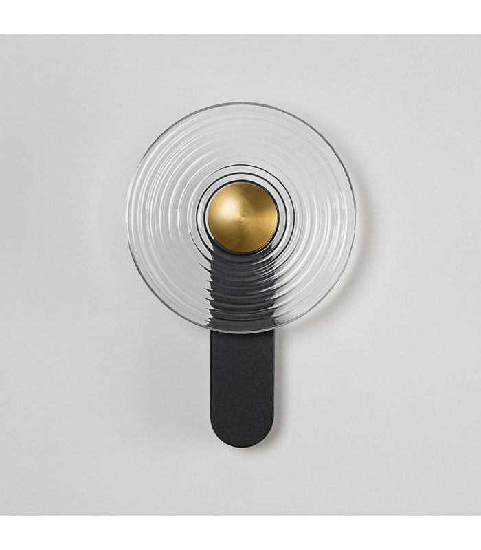 Larchmont Wall Lamp 1 x 7W LED 3000K 426lm Satin Black/Clear/Brass -9