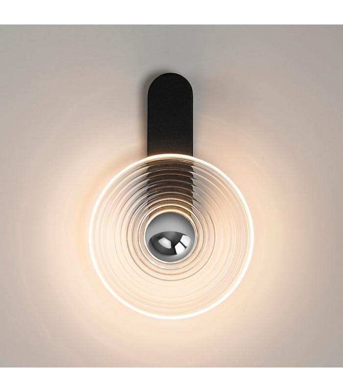 Larchmont Wall Lamp 1 x 7W LED 3000K 426lm Satin Black/Clear/Chrome -3