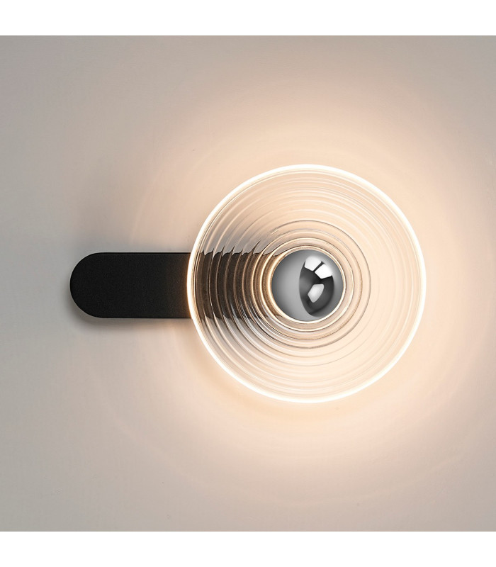 Larchmont Wall Lamp 1 x 7W LED 3000K 426lm Satin Black/Clear/Chrome -8