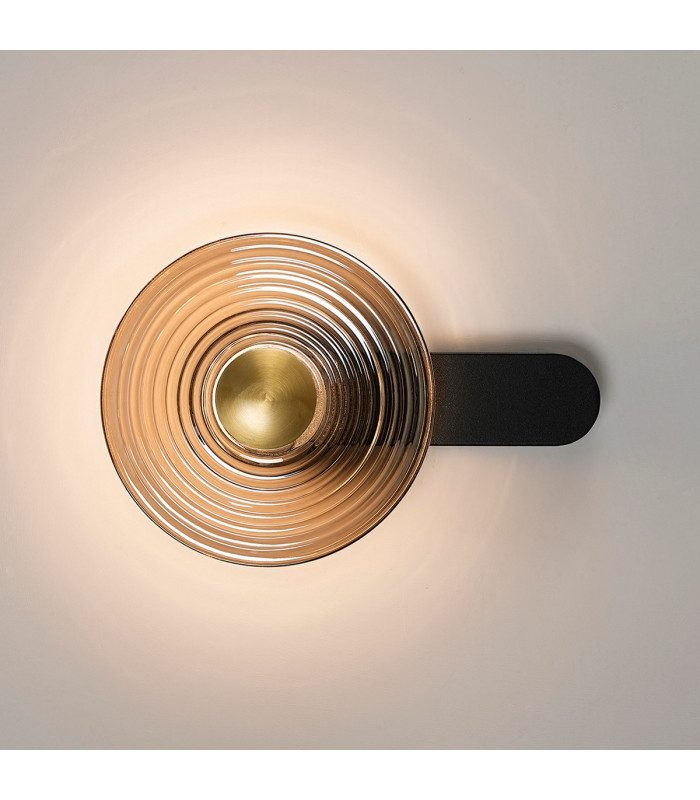 Larchmont Wall Lamp 1 x 7W LED 3000K 426lm Satin Black/Smoke/Brass -3