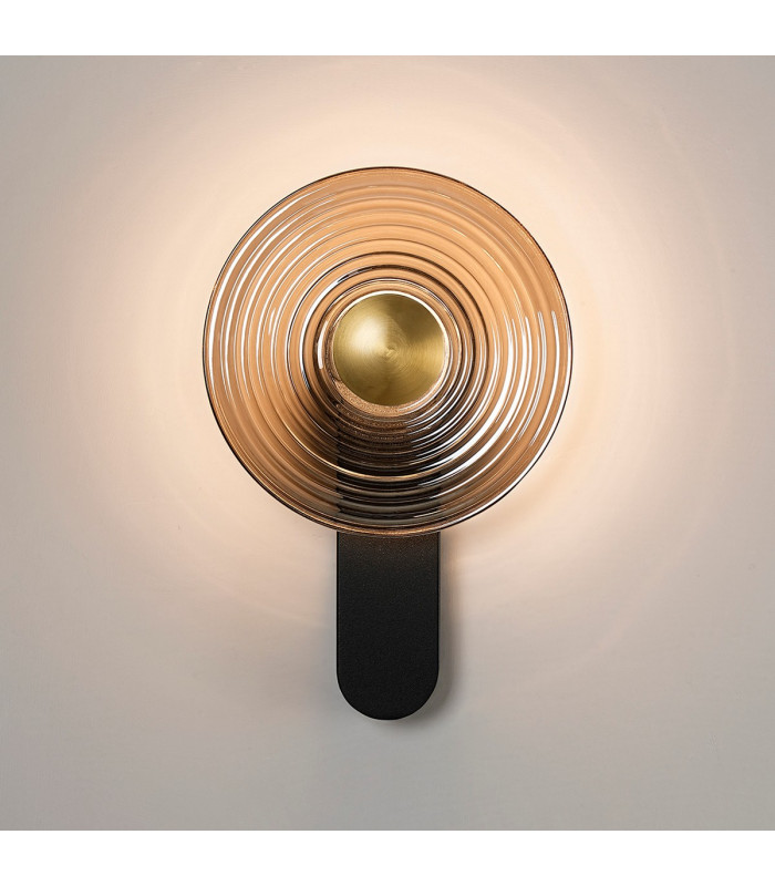 Larchmont Wall Lamp 1 x 7W LED 3000K 426lm Satin Black/Smoke/Brass -8
