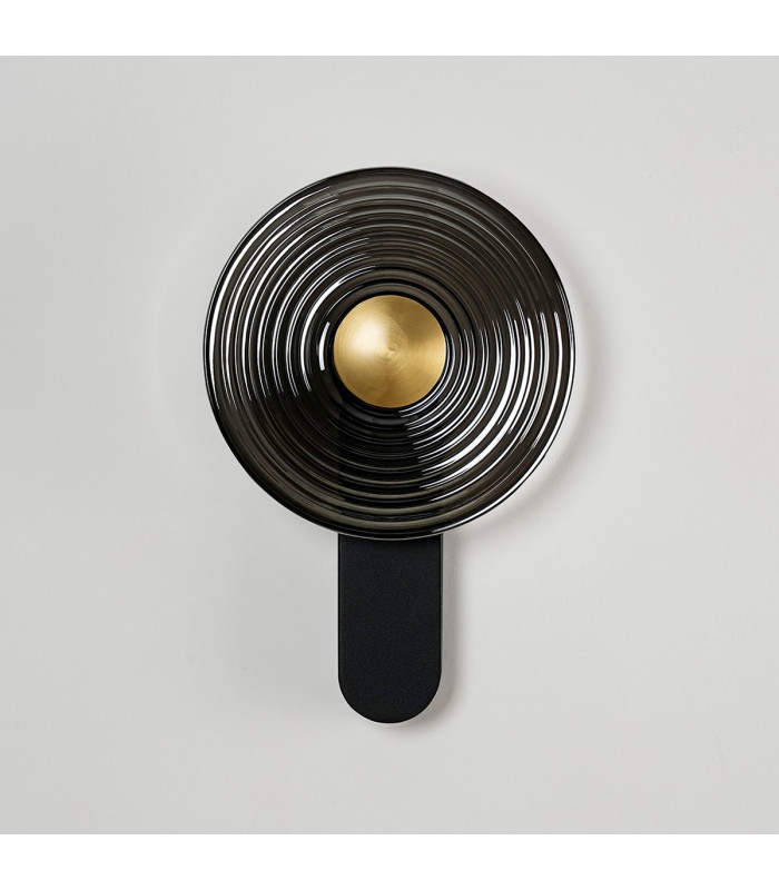 Larchmont Wall Lamp 1 x 7W LED 3000K 426lm Satin Black/Smoke/Brass -9