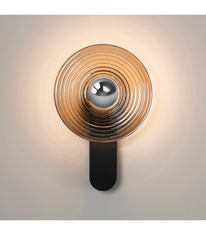 Larchmont Wall Lamp 1 x 7W LED 3000K 426lm Satin Black/Smoke/Chrome -3
