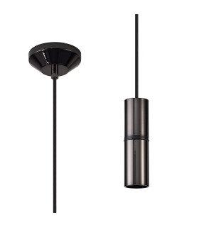 Hudsonville 10cm 1.5m 1 Light Pendant 1 x E27 Black Chrome/Black Braided Cable-1
